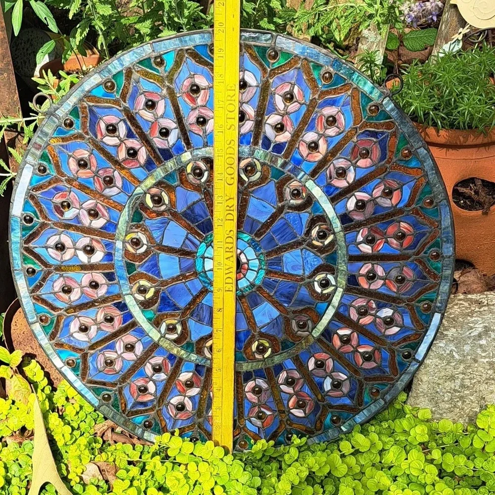 20" Tiffany Style Stained Glass Hanging Sun Catcher - Picture 8 of 12